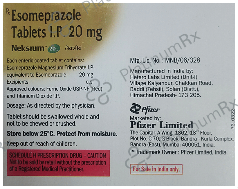 Neksium 20mg Tablet 15s