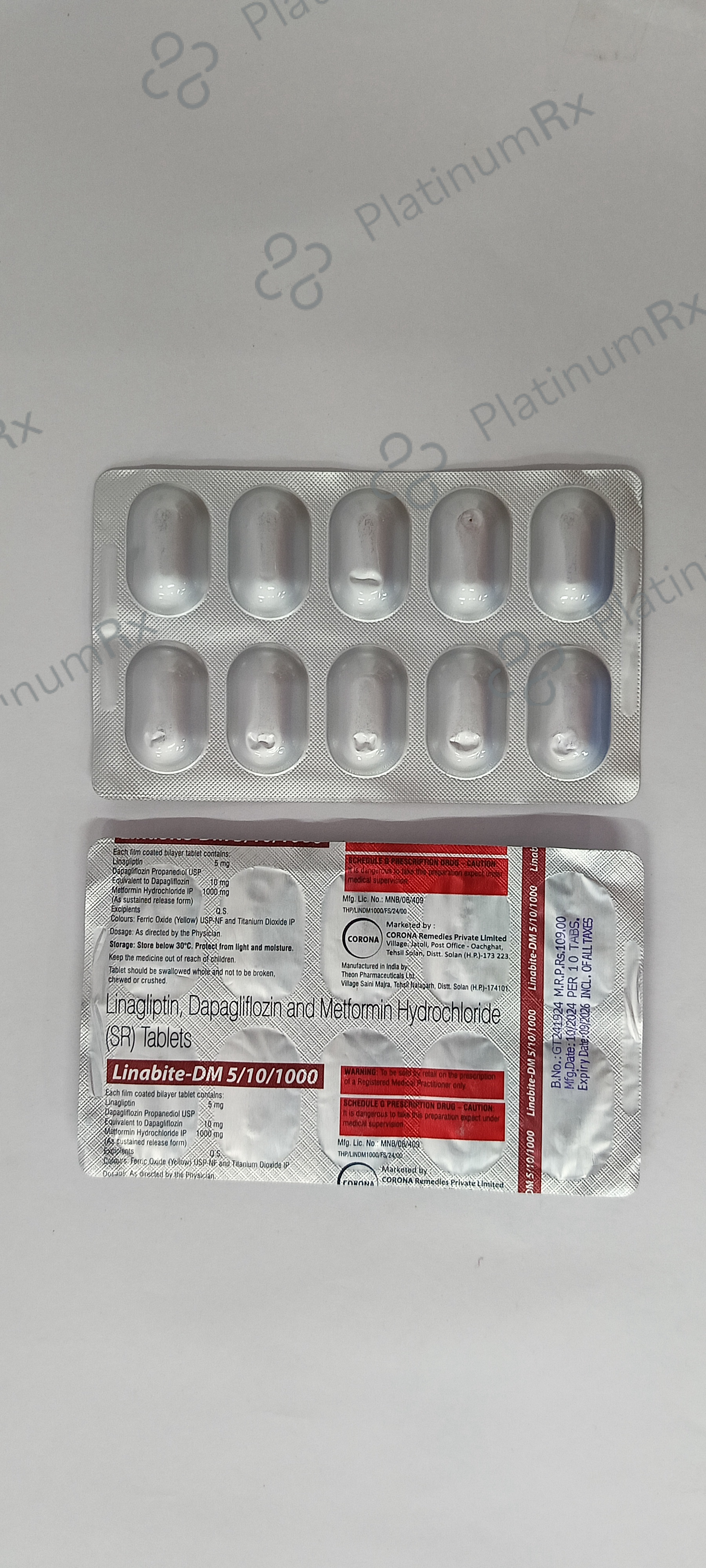 Linabite DM 5/10/1000mg Tablet 10s