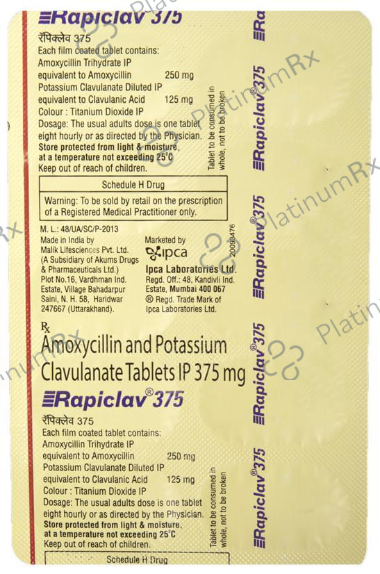 Rapiclav 250/125mg Tablet 10s