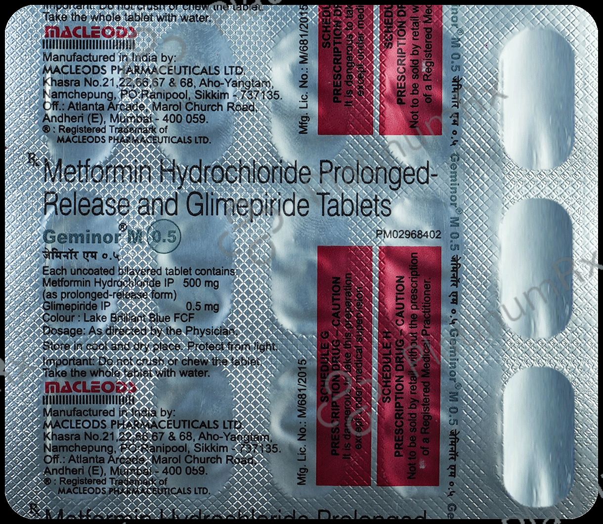 Geminor M 0.5/500mg Tablet PR 15s