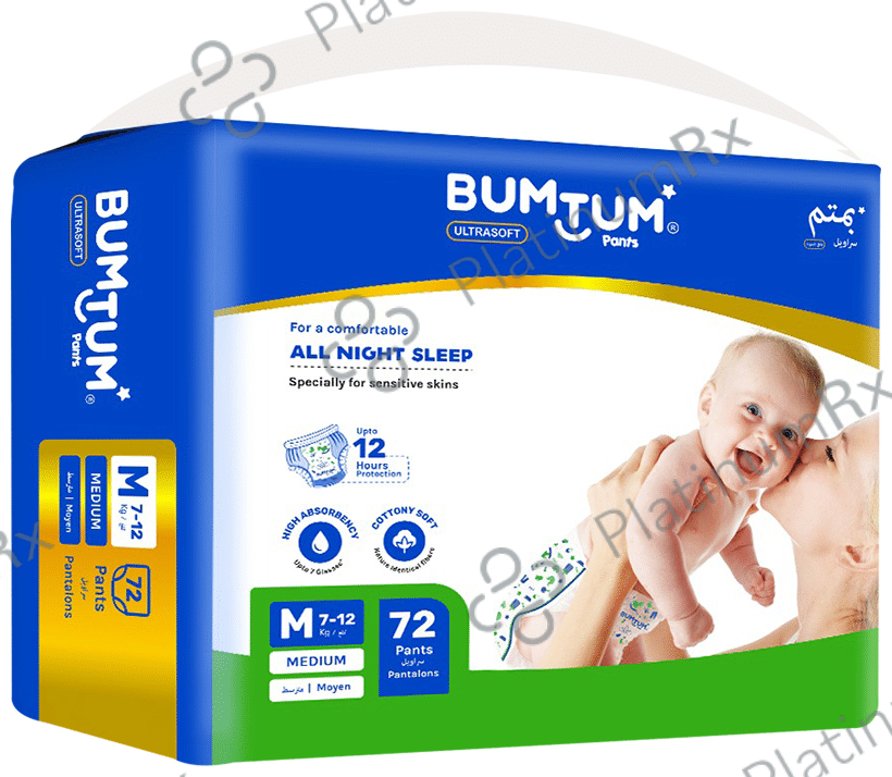 Bumtum Ultrasoft Baby Diaper Pants, Cottony Soft High Absorb Technology (72 Each) Medium 1 Pack