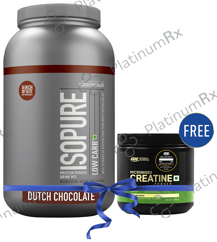 Isopure Whey Protein with Less than 1.5gm Carbs - For Fitness, Immunity & Skin - Flavour Dutch Chocolate Powder with Micronised Creatine Powder Free
