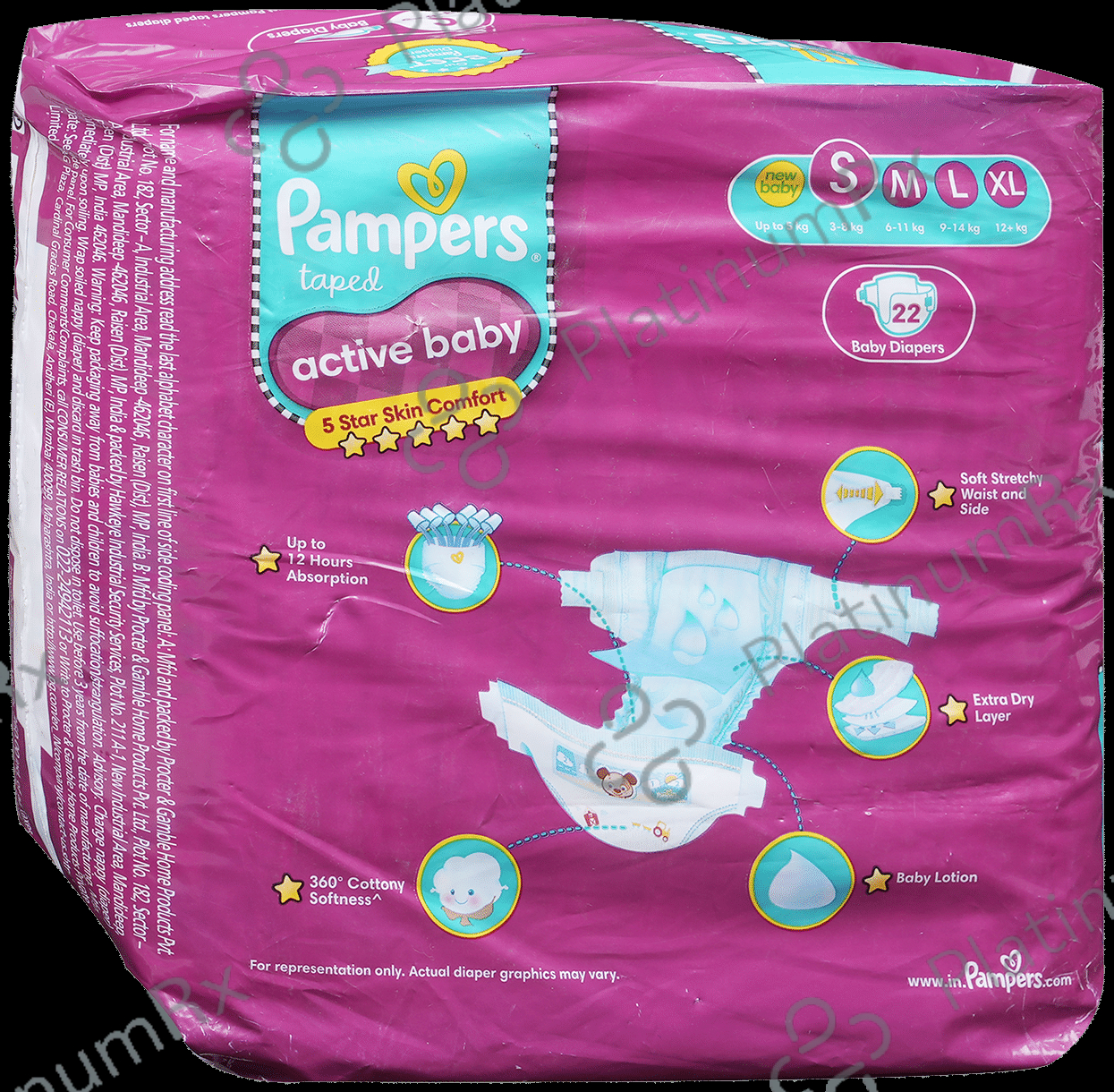 Pampers Active Baby with Comfortable Fit - Size Diaper Small 22 diapers