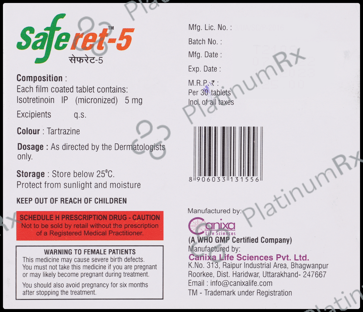 Saferet 5 Tablet 30 tablets