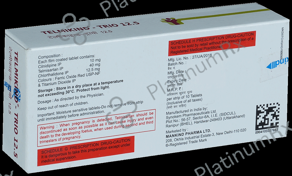 Telmikind Trio 40/10/12.5mg Tablet 10s
