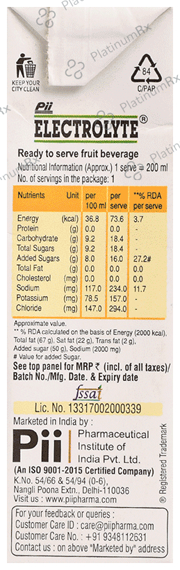 PII Electrolyte ORS Drink Orange
