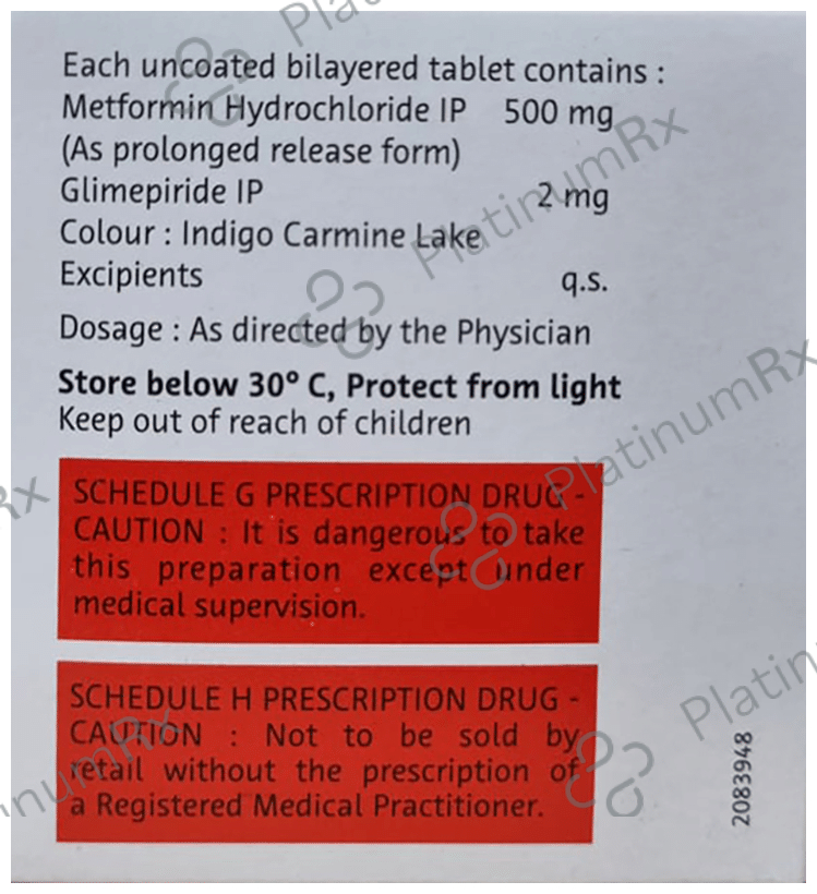 Euglim M 2/500mg Tablet PR 10s