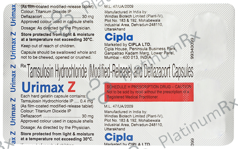Urimax Z 0.4/30mg Capsule MR 10s