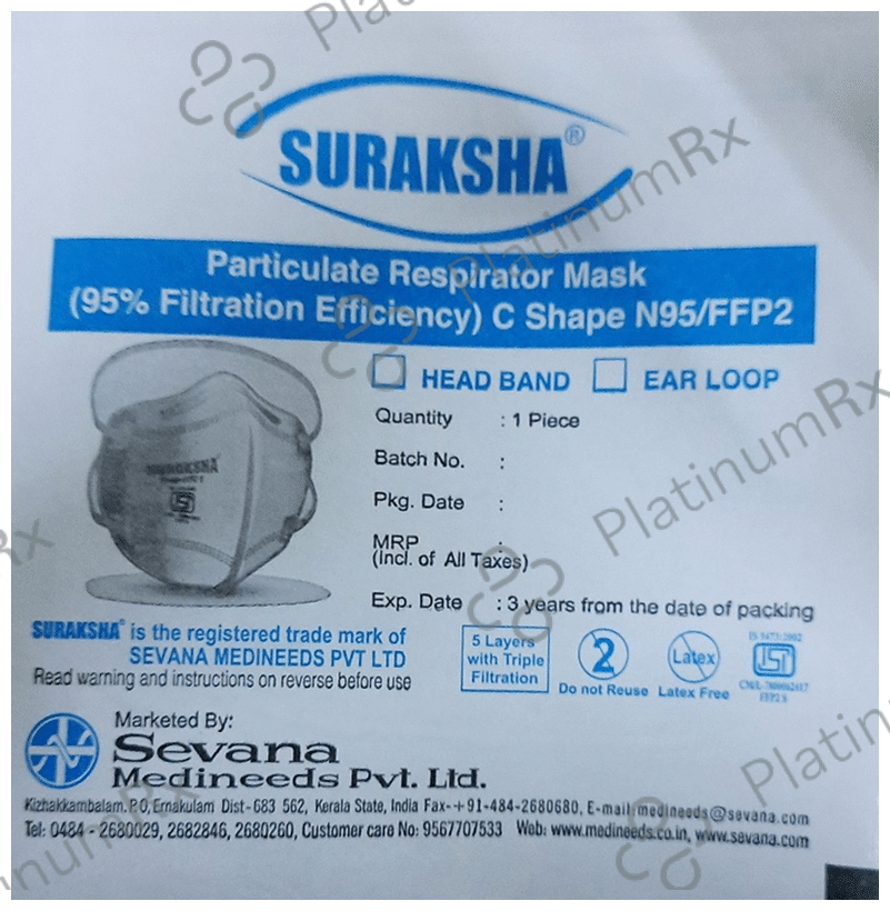 Suraksha N95/FFP2 C Shape Particulate Respirator Mask Head Band
