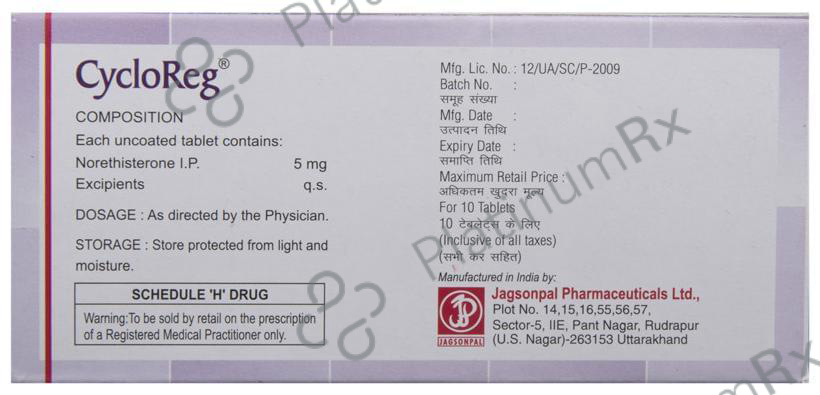 Cycloreg 5mg Tablet 10s