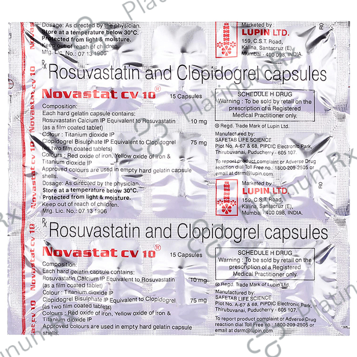 Novastat CV 10/75mg Capsule 15s