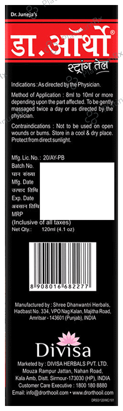 Dr Ortho an Ayurvedic Medicine Strong Oil 120 ml
