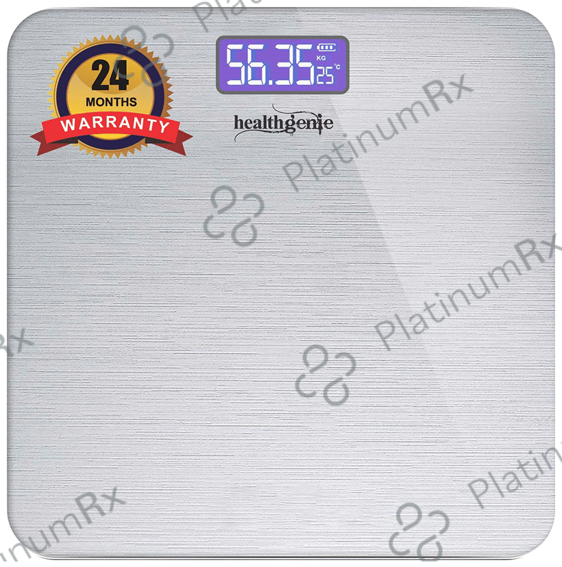 Healthgenie 3377 Electronic Digital Weighing Machine Silver Brushed Metallic
