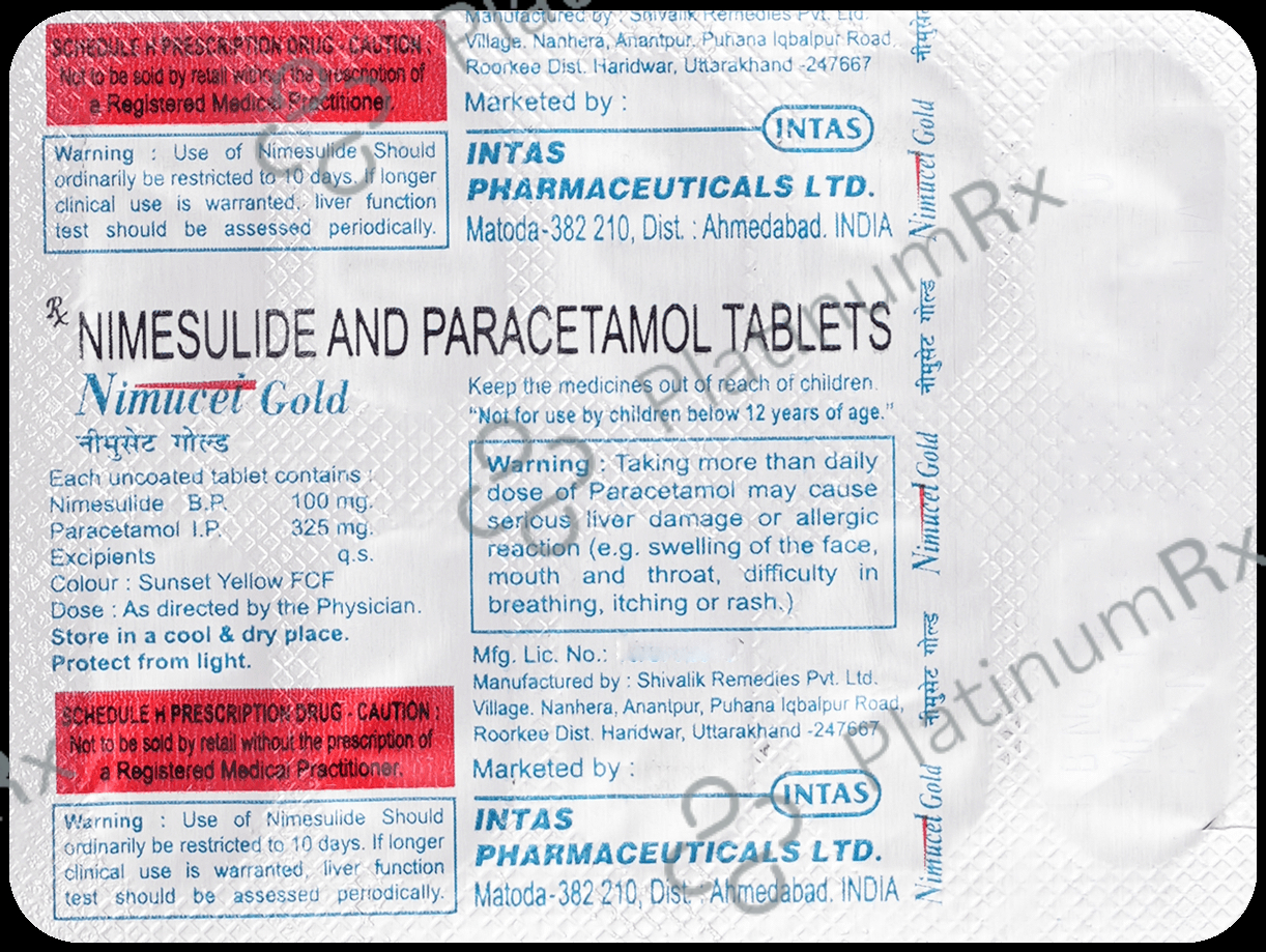 Nimucet Gold 100mg/325mg Tablet