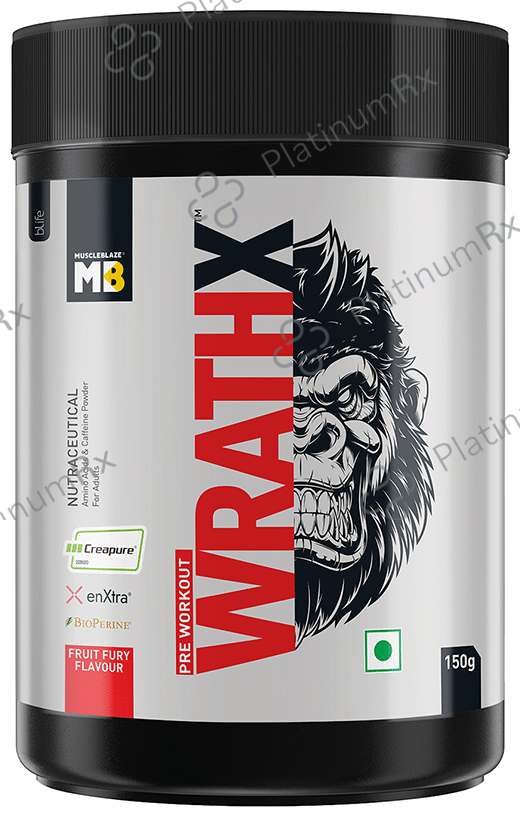 MuscleBlaze Pre Workout Wrathx - For Energy, Strength & Endurance - Flavour Fruit Fury 150 gm