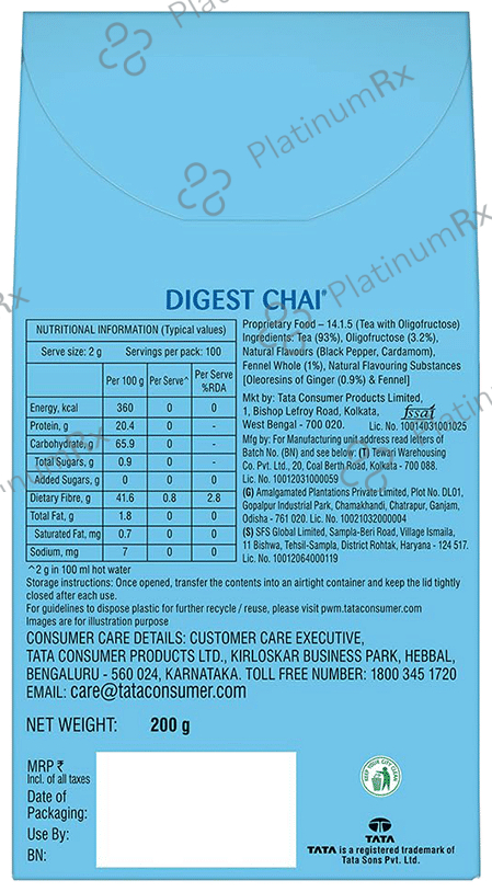 Tetley Digest Chai, Black Tea With Prebiotic Fibre, Fennel, Cardamom & Black Pepper