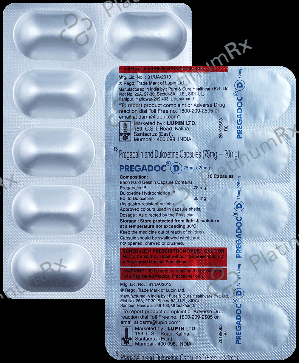 Pregadoc D 75mg/20mg Capsule