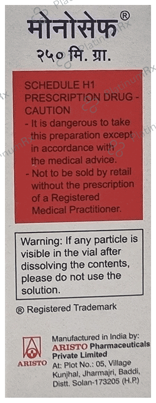 Monocef 250mg Injection 2ml