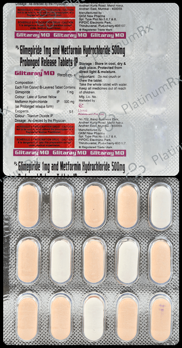Glitaray M 1/500mg Tablet PR 15s