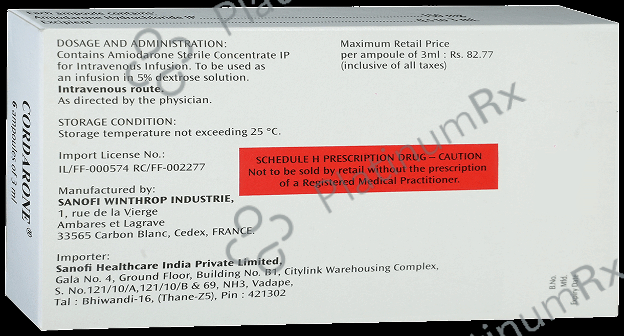 Cordarone 150mg Injection 3ml