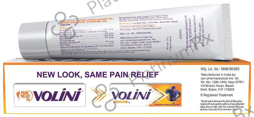 Volini Pain Relief Gel for Sprain, Muscle, Joint, Neck & Low Back Pain 50 gm