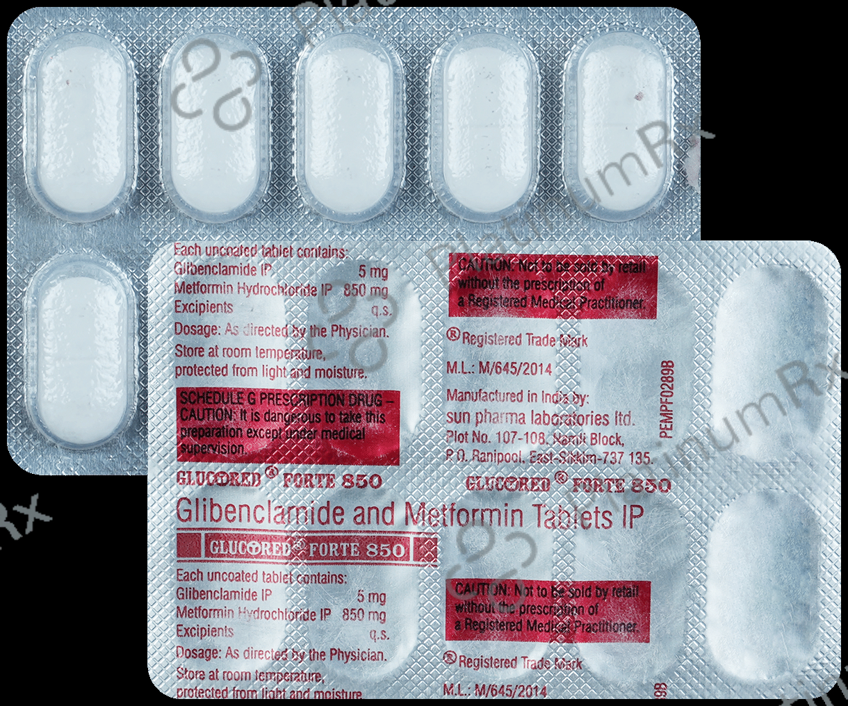 Glucored Forte 5/850mg Tablet 10s