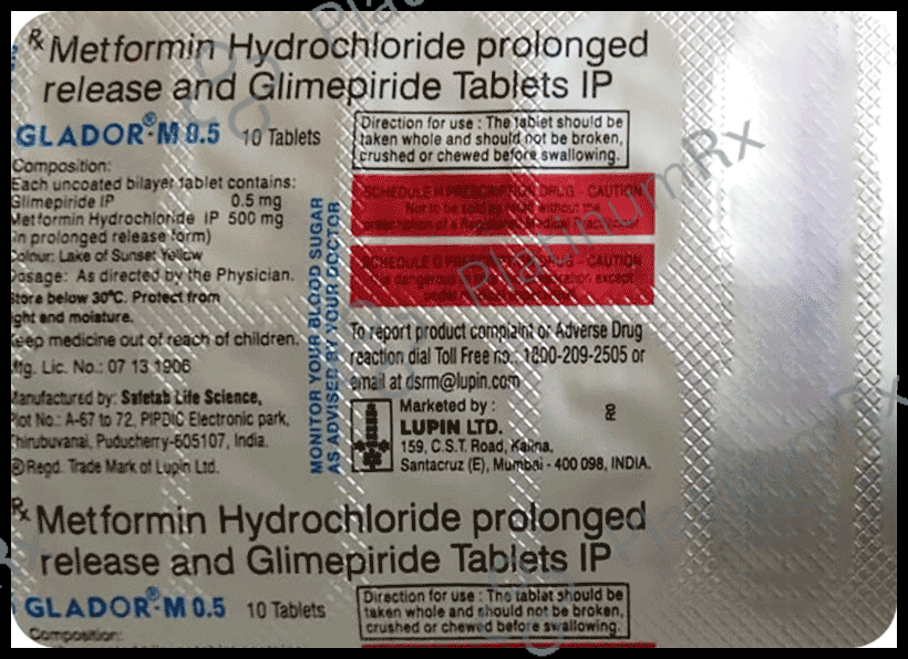Glador M 0.5/500mg Tablet PR 10s
