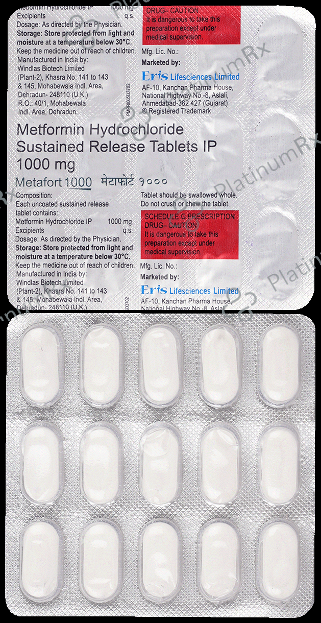 Metafort SR 1000mg Tablet 15s