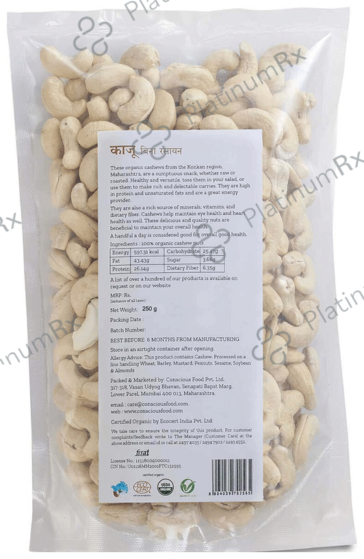 Conscious Food Cashew Nuts Organic 250 gm
