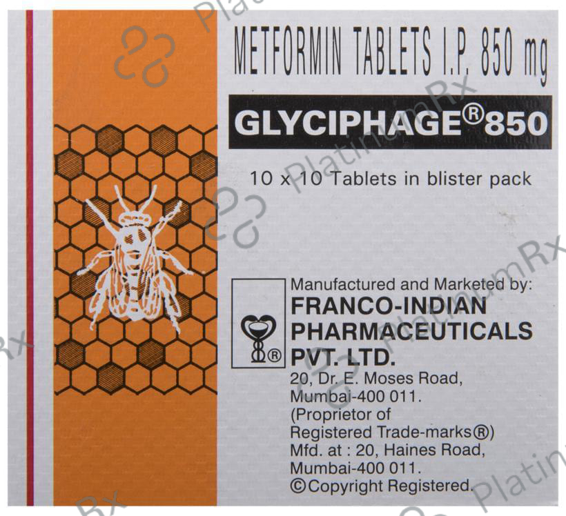 Glyciphage 850mg Tablet 10s