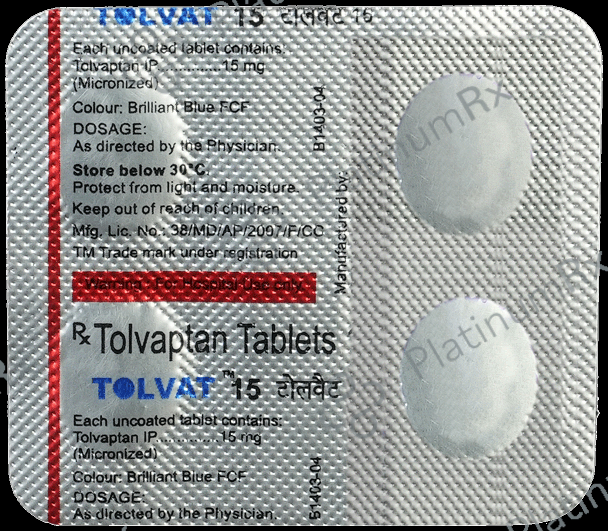 Tolvat 15mg Tablet 4s