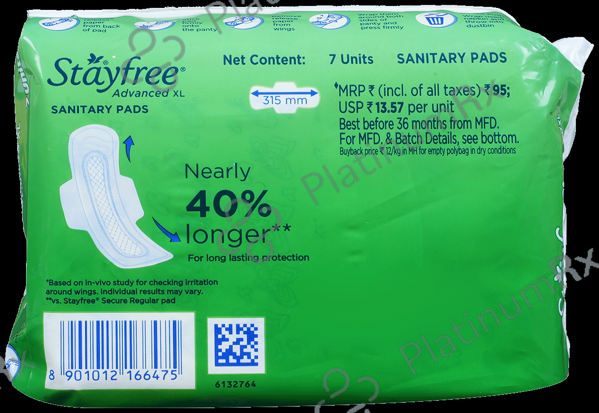 Stayfree Advanced Ultra-Comfort Sanitary Pads with Wings - Size XL 7 pads