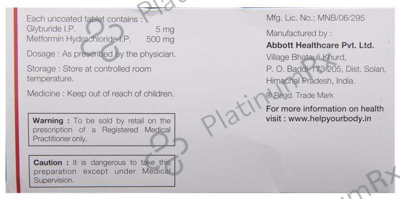 Diabetrol 5/500mg Tablet 10s