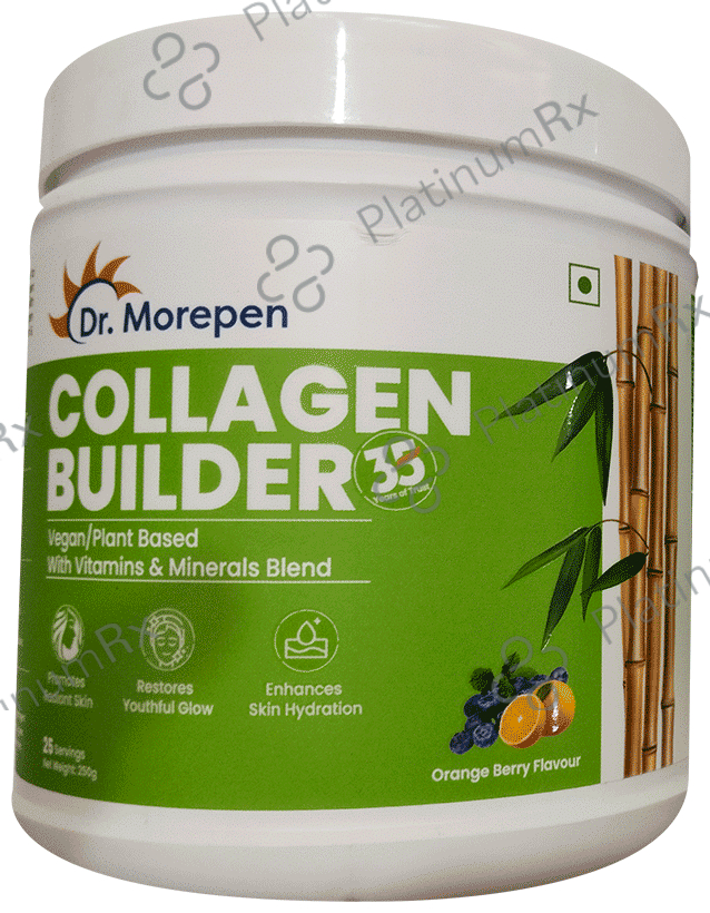 Dr. Morepen Natural Collagen Builder with Biotin & Vitamin C - For Skin, Hair, Nails - Flavour Orange & Berry