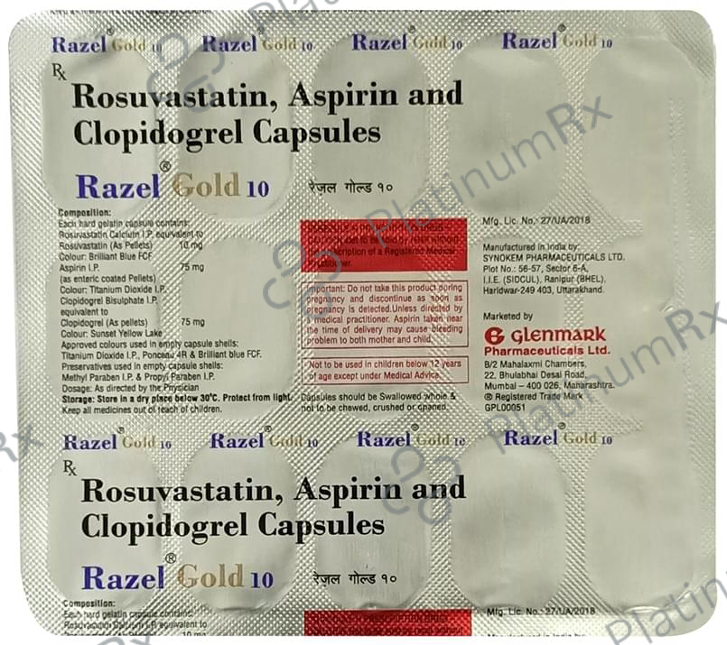 Razel Gold 10/75/75mg Capsule 15s