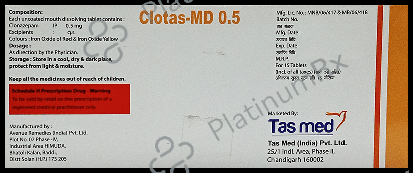 Clotas-MD 0.5 Tablet 15 Tablet MD