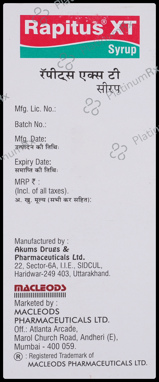 Rapitus XT Syrup 100ml