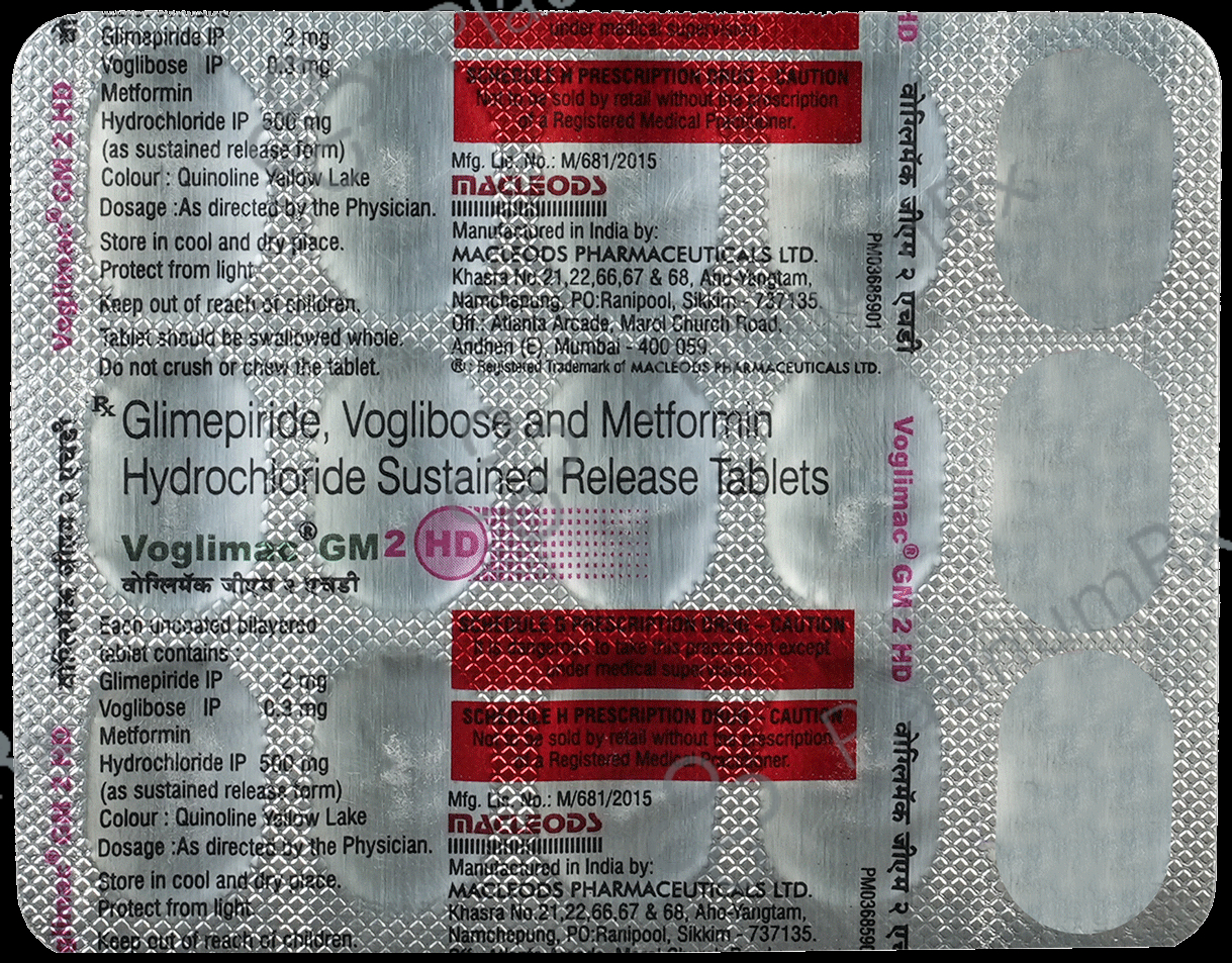 Voglimac GM 2 HD 2/500/0.3mg Tablet SR 15s