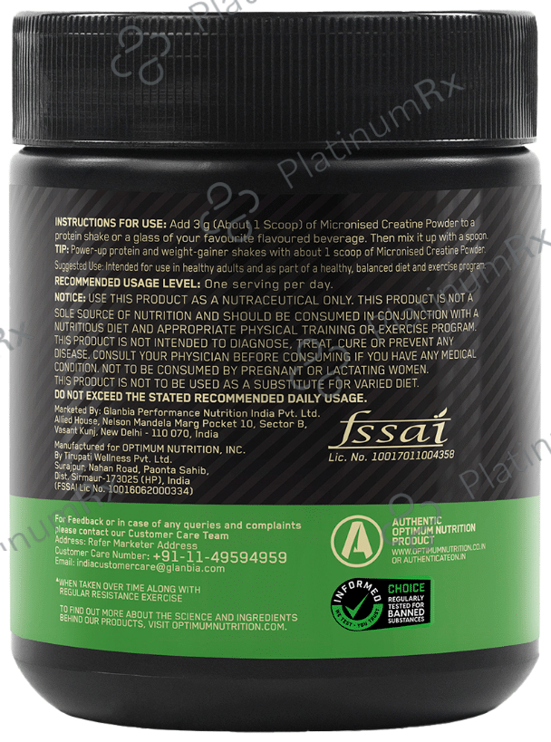 Optimum Nutrition (ON) Micronised Creatine Monohydrate for Performance Support - Unflavoured