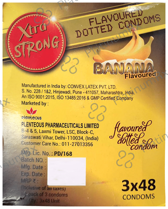 Plenteous Xtra Strong Flavoured Dotted Condom Banana