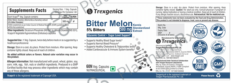 Trexgenics Bitter Melon Karela Extract Veg Capsule