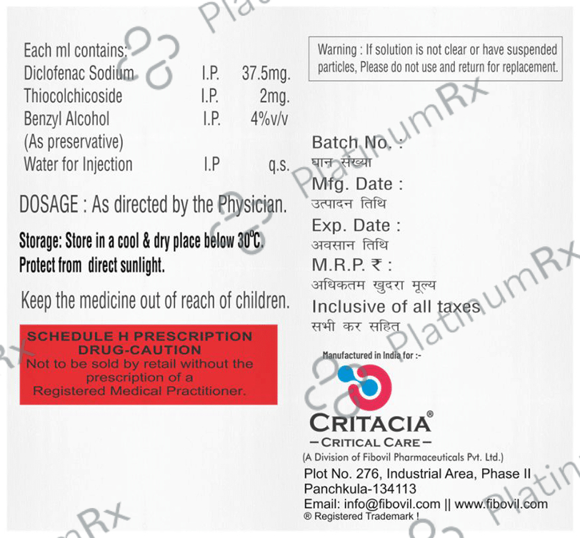 Thiocrit D 2mg/37.5mg Injection