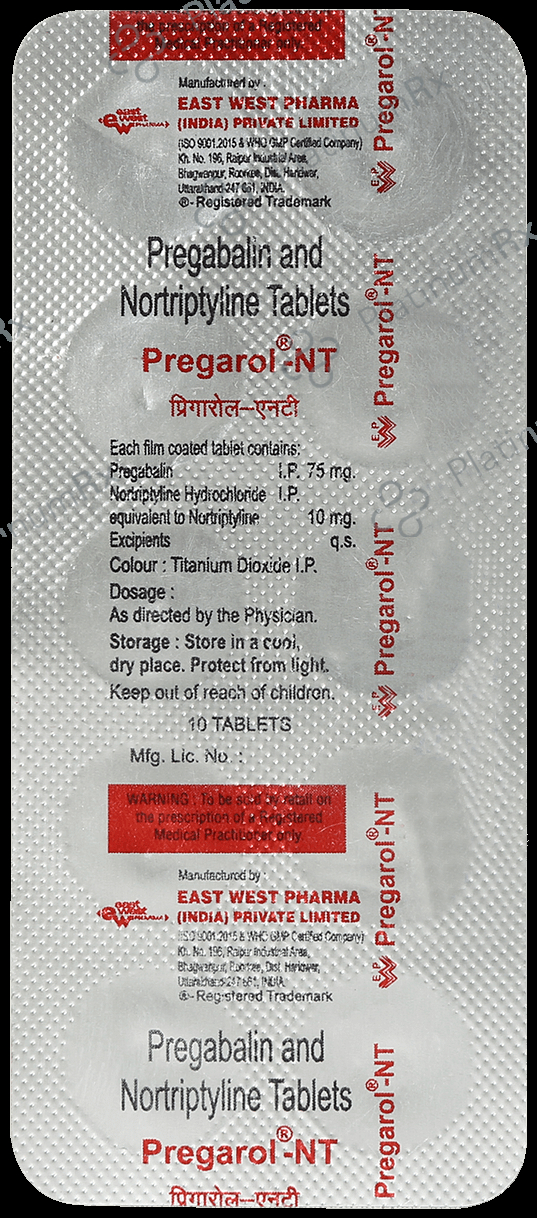 Pregarol NT 75mg/10mg Tablet