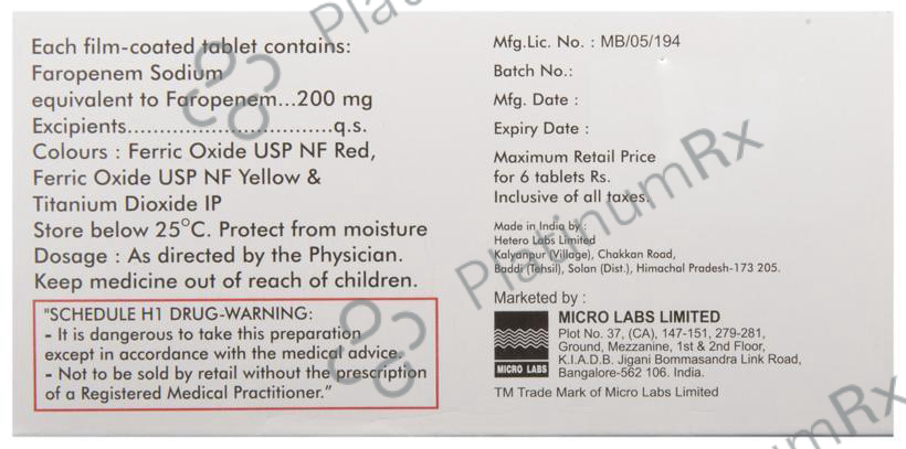 Faronac 200mg Tablet 6s