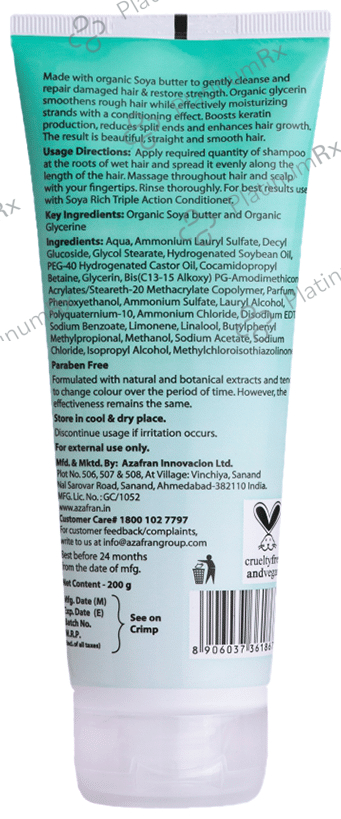 Azafran Organics Soya Rich Triple Action Shampoo 200 gm
