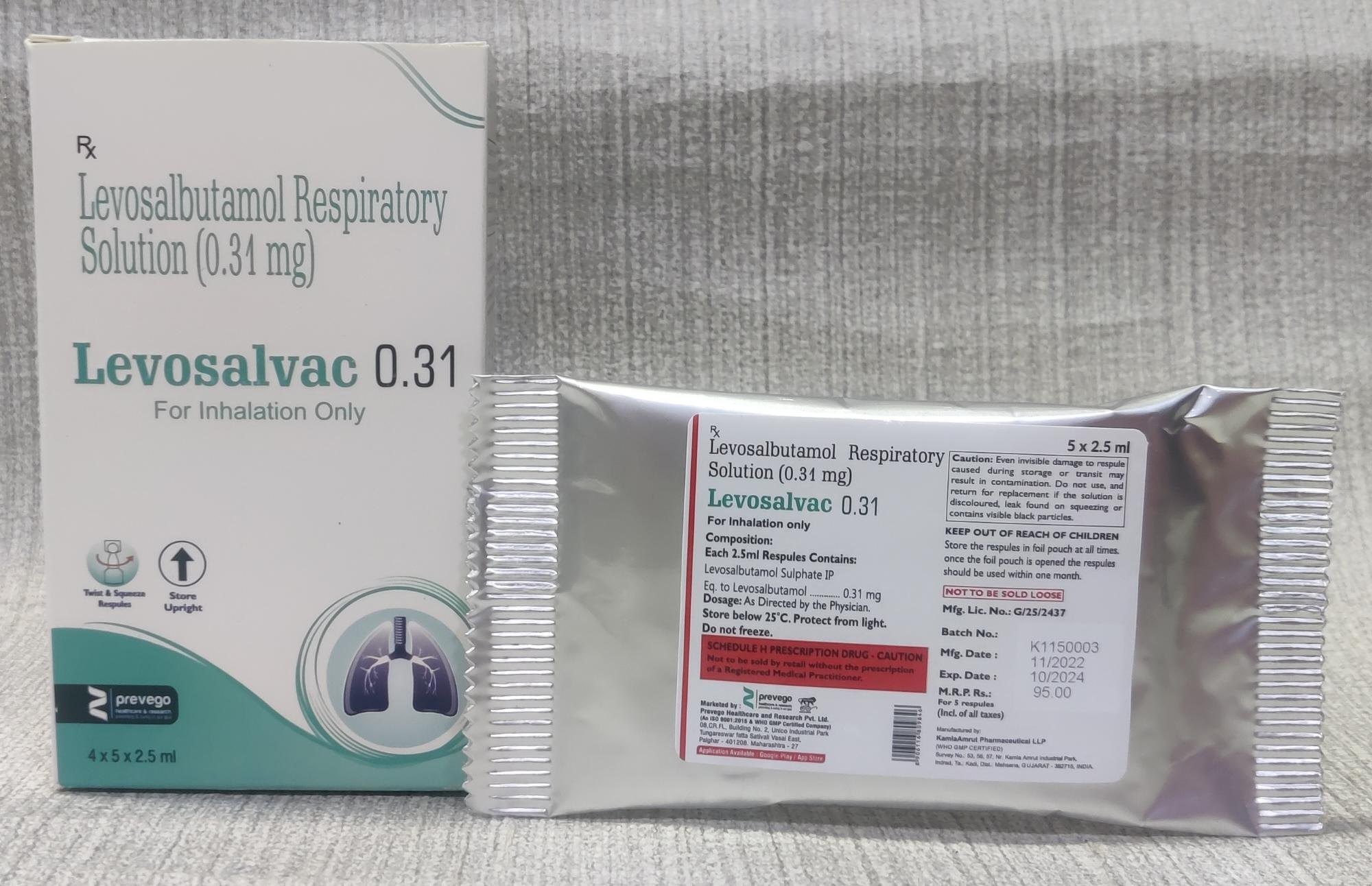 Levosalvac 0.31mg Respules 5s