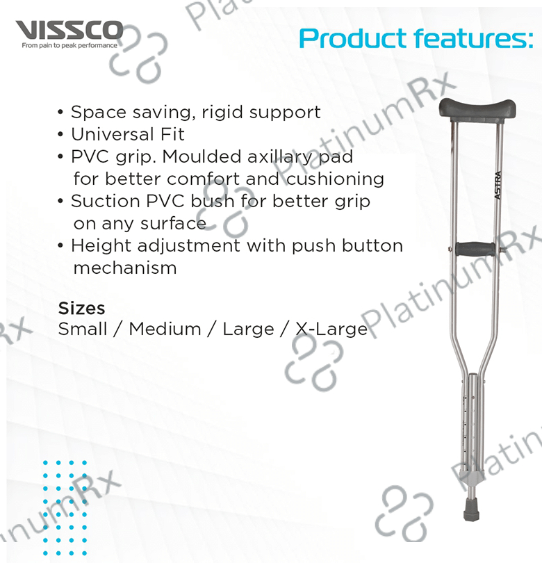 Vissco Under Arm Crutches With Adjustable Elbow Support & Height Adjustable Small