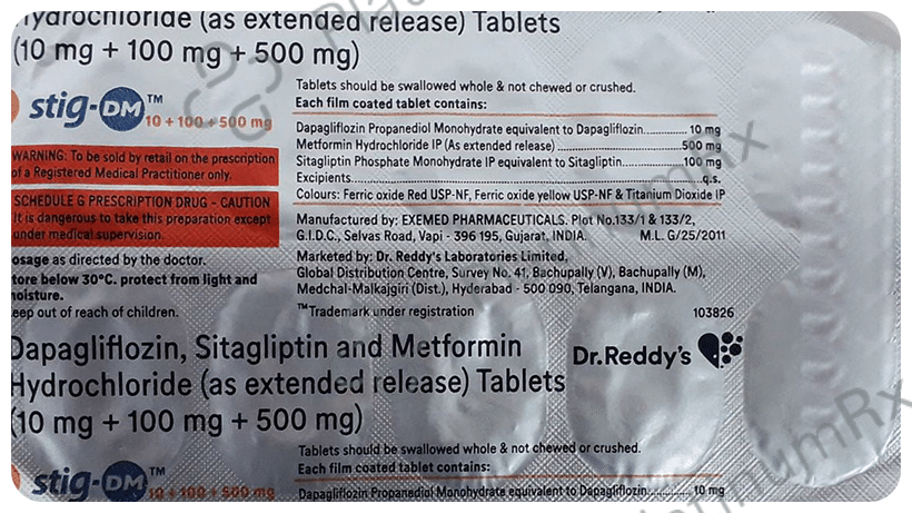 Stig DM 10mg/500mg/100mg Tablet ER