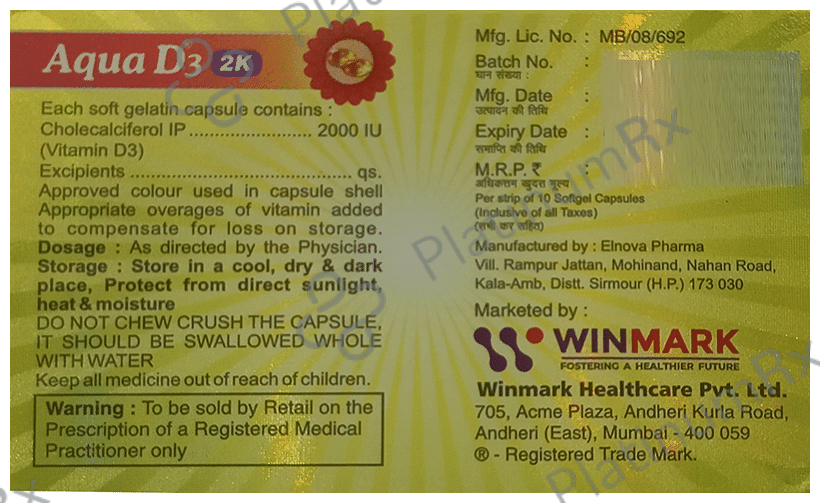 Aqua D3 2K Soft Gelatin Capsule