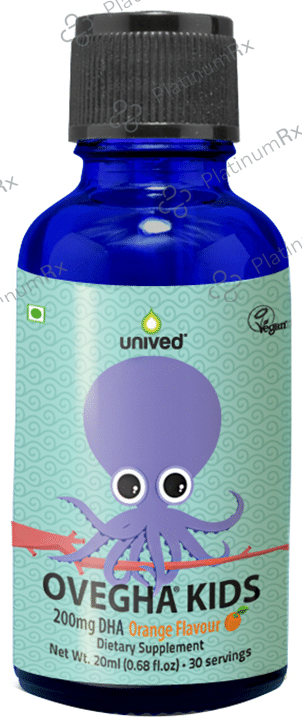 Unived Ovegha Kids 200mg DHA, Vegan Omega 3 DHA Orange